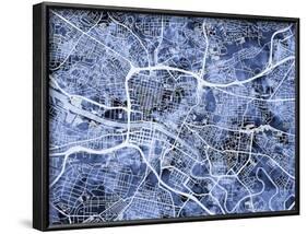 Glasgow City Street Map-Michael Tompsett-Framed Art Print