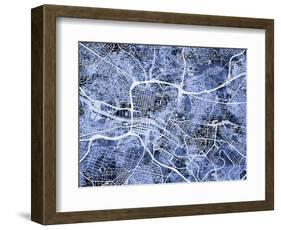 Glasgow City Street Map-Michael Tompsett-Framed Art Print