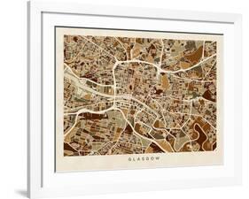 Glasgow City Street Map-Michael Tompsett-Framed Art Print