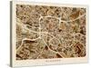 Glasgow City Street Map-Michael Tompsett-Stretched Canvas