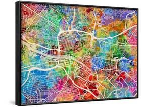 Glasgow City Street Map-Michael Tompsett-Framed Art Print