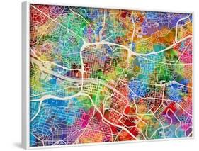 Glasgow City Street Map-Michael Tompsett-Framed Art Print