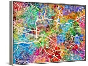 Glasgow City Street Map-Michael Tompsett-Framed Art Print