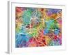 Glasgow City Street Map-Michael Tompsett-Framed Art Print