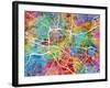 Glasgow City Street Map-Michael Tompsett-Framed Art Print