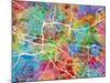 Glasgow City Street Map-Michael Tompsett-Mounted Art Print