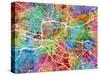 Glasgow City Street Map-Michael Tompsett-Stretched Canvas