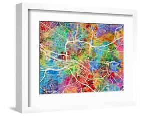 Glasgow City Street Map-Michael Tompsett-Framed Art Print