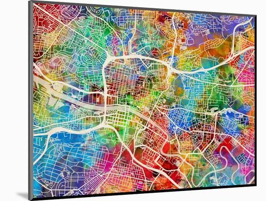 Glasgow City Street Map-Michael Tompsett-Mounted Art Print