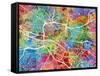 Glasgow City Street Map-Michael Tompsett-Framed Stretched Canvas