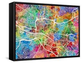 Glasgow City Street Map-Michael Tompsett-Framed Stretched Canvas