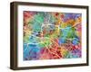 Glasgow City Street Map-Michael Tompsett-Framed Art Print