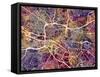 Glasgow City Street Map-Michael Tompsett-Framed Stretched Canvas