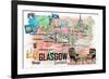 Glasgow Scotland Illustrated Travel Map with Roads and Highlights-M. Bleichner-Framed Art Print