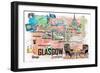 Glasgow Scotland Illustrated Travel Map with Roads and Highlights-M. Bleichner-Framed Art Print