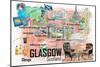 Glasgow Scotland Illustrated Travel Map with Roads and Highlights-M. Bleichner-Mounted Art Print