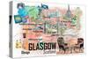 Glasgow Scotland Illustrated Travel Map with Roads and Highlights-M. Bleichner-Stretched Canvas