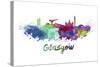 Glasgow Skyline in Watercolor-paulrommer-Stretched Canvas