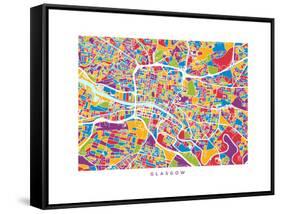 Glasgow Street Map-Michael Tompsett-Framed Stretched Canvas