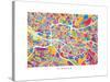 Glasgow Street Map-Michael Tompsett-Stretched Canvas