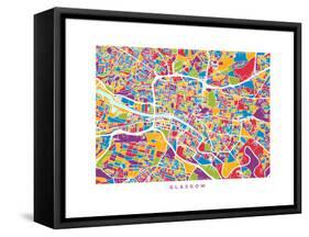 Glasgow Street Map-Michael Tompsett-Framed Stretched Canvas