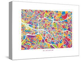 Glasgow Street Map-Michael Tompsett-Stretched Canvas