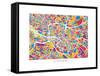 Glasgow Street Map-Michael Tompsett-Framed Stretched Canvas