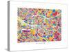 Glasgow Street Map-Michael Tompsett-Stretched Canvas