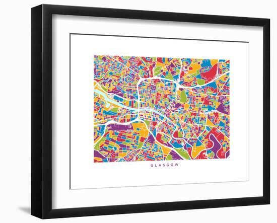 Glasgow Street Map-Michael Tompsett-Framed Art Print