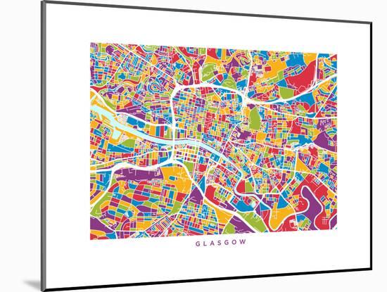 Glasgow Street Map-Michael Tompsett-Mounted Art Print