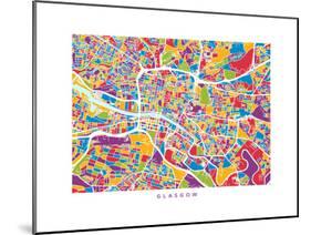 Glasgow Street Map-Michael Tompsett-Mounted Art Print