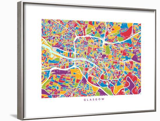 Glasgow Street Map-Michael Tompsett-Framed Art Print