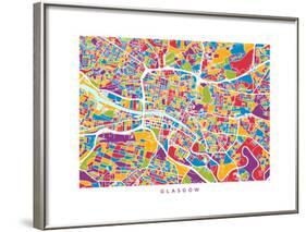 Glasgow Street Map-Michael Tompsett-Framed Art Print