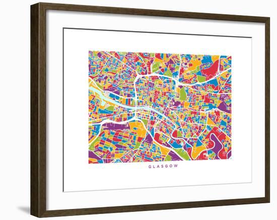 Glasgow Street Map-Michael Tompsett-Framed Art Print