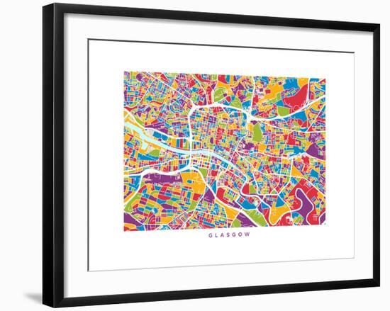 Glasgow Street Map-Michael Tompsett-Framed Art Print