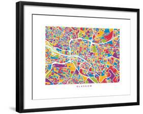 Glasgow Street Map-Michael Tompsett-Framed Art Print