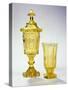 Glass and Chalice with Cover Probably Made from Carved Uranium Glass-null-Stretched Canvas