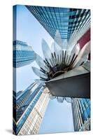 Glass and Metal Lotus Installation in Front of HsBC Bank with Surrounding New Skyscrapers-Andreas Brandl-Stretched Canvas