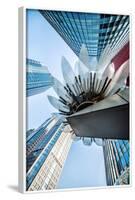 Glass and Metal Lotus Installation in Front of HsBC Bank with Surrounding New Skyscrapers-Andreas Brandl-Framed Photographic Print