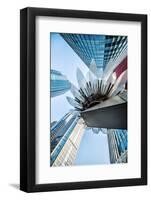 Glass and Metal Lotus Installation in Front of HsBC Bank with Surrounding New Skyscrapers-Andreas Brandl-Framed Photographic Print