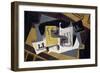 Glass and Newspaper, 1917 (Oil on Plywood)-Juan Gris-Framed Giclee Print