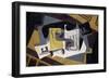 Glass and Newspaper, 1917 (Oil on Plywood)-Juan Gris-Framed Giclee Print