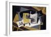 Glass and Newspaper, 1917 (Oil on Plywood)-Juan Gris-Framed Giclee Print