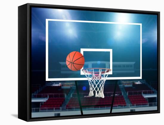 Glass Basketball Board and Hoop with a Missed Shot-ilker canikligil-Framed Stretched Canvas
