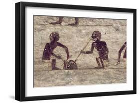 Glass Blowers, Detail from a Tomb Wall Painting, Egyptian, Old - Middle Kingdom (Painted Limestone)-null-Framed Giclee Print