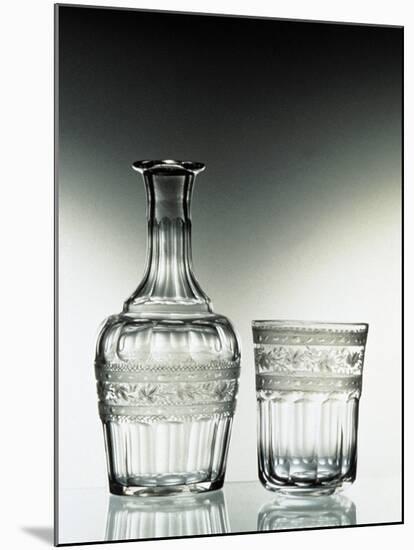 Glass Bottle and Glass Drinking Glass-null-Mounted Giclee Print