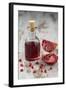 Glass Bottle with Pomegranate Juice and Pomegranate-Jana Ihle-Framed Photographic Print