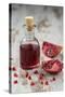 Glass Bottle with Pomegranate Juice and Pomegranate-Jana Ihle-Stretched Canvas