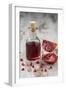 Glass Bottle with Pomegranate Juice and Pomegranate-Jana Ihle-Framed Photographic Print