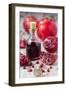 Glass Bottle with Pomegranate Juice and Pomegranates-Jana Ihle-Framed Photographic Print